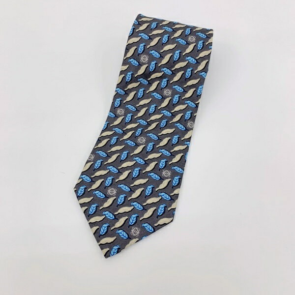 美品】LOEWE ロエベ ネクタイ ネイビー ブラウン ブルー 懐中時計柄