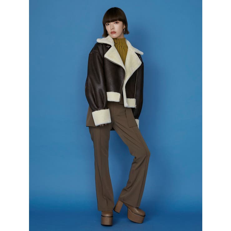 ショートエアリーフェイクムートンジャケット[品番：MKSW0053758