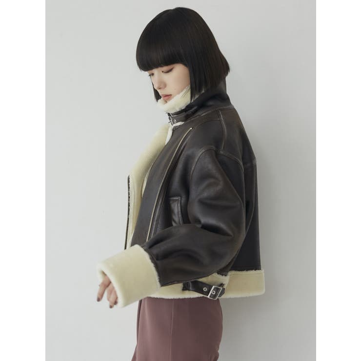 ショートエアリーフェイクムートンジャケット[品番：MKSW0053758