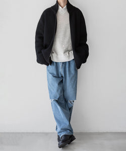INTÉRIM/インテリム】LIMITED HAND FRAMED DRIVERS ZIP KNIT - BLACK