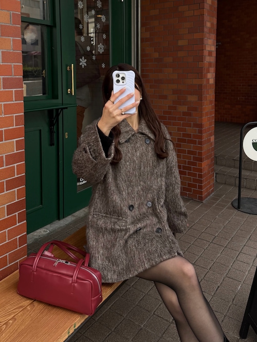 シャギーミドルコート（ステンカラーコート）｜callautia