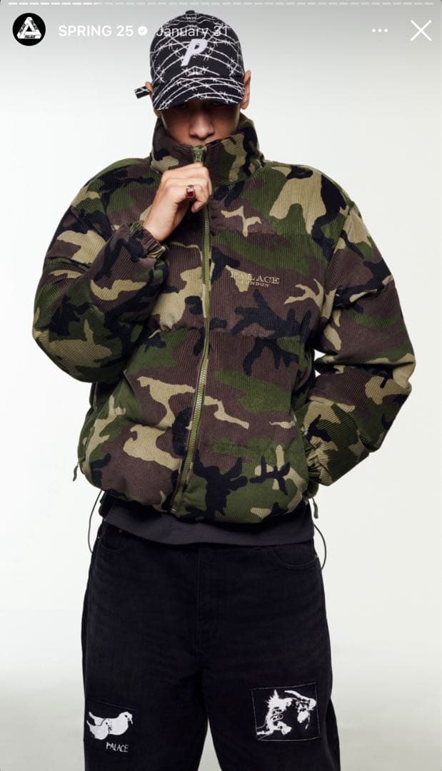 25ss PALACE CORDUROY PUFFA JACKET CAMO - メルカリ
